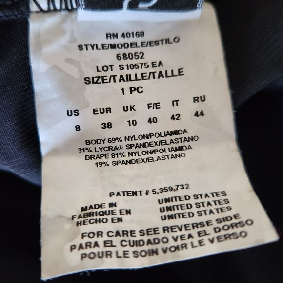 NWOT Miraclesuit Tummy Control One Piece Swimsuit in Floral Black Size 8 - Picture 4 of 4